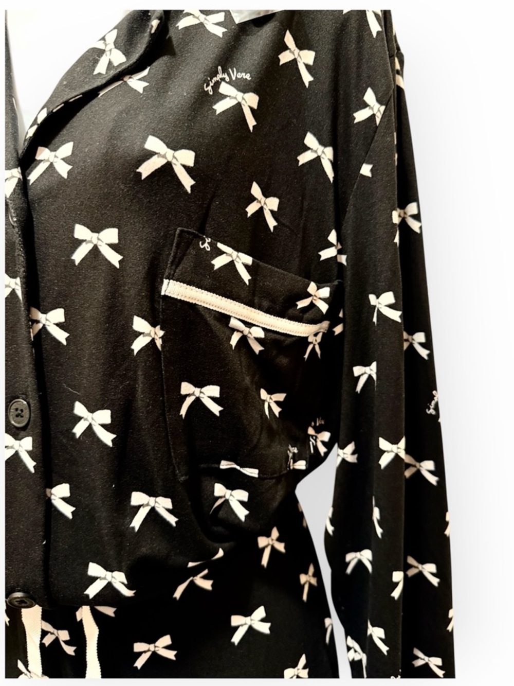 NWT Simply Vera Vera Wang Black and White Bow Themed Pajama Set- So Soft-XXL - Picture 5 of 7